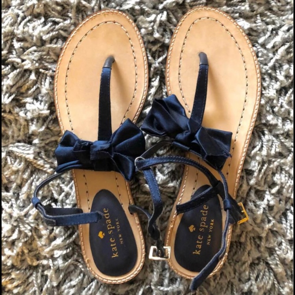 New Kate Spade Navy Bow Sandals Size 8